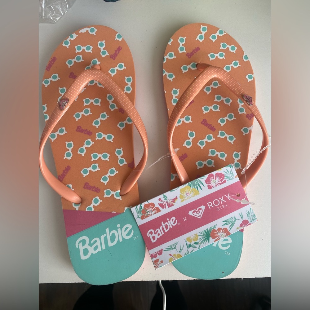 Barbie x Roxy Flip Flops NWT
